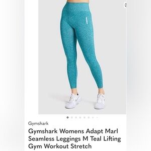 Gymshark Womens Adapt Marl Seamless Leggings M Teal Lifting Gym Workout Stretch